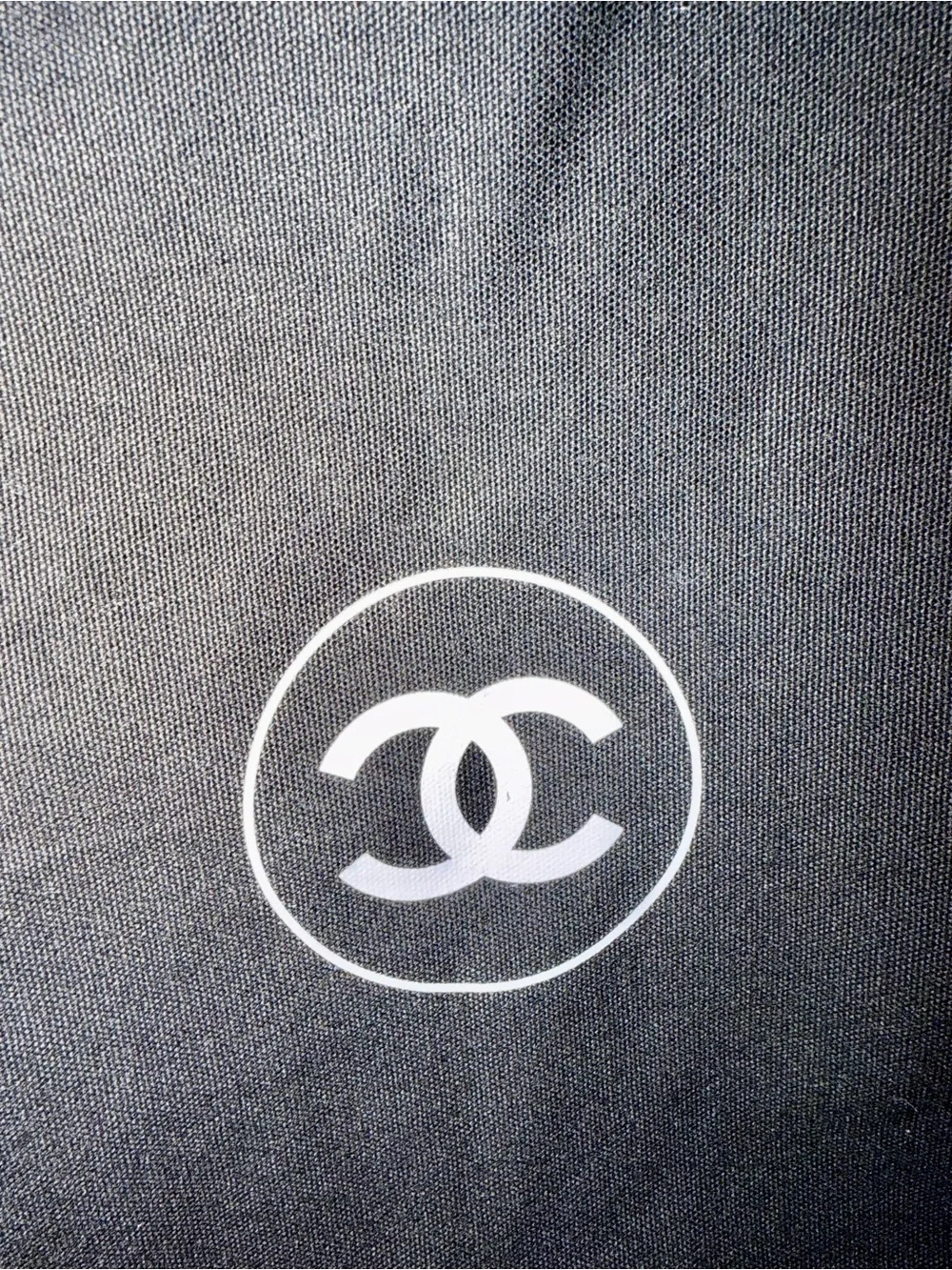 Authentic CHANEL VIP Extra Large Blk Canvas Tote Overnight Travel Beach Bag NEW
